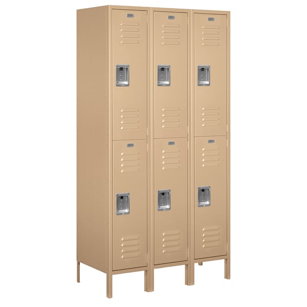 Wardrobe Locker, 45" W, 18" D, 78" H, (3) Wide, (6) Openings, Tan